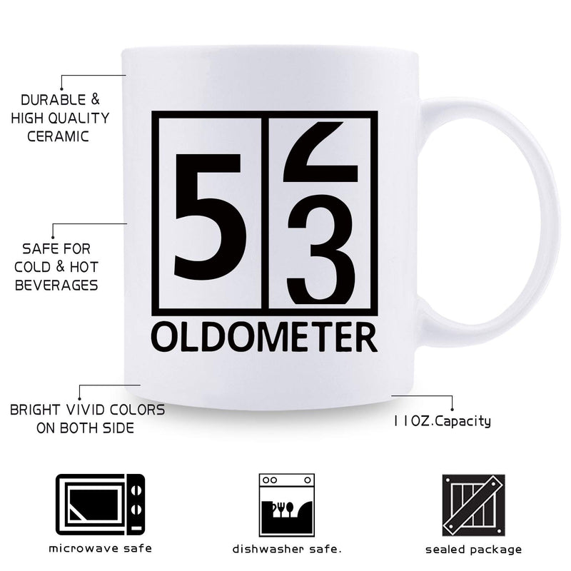 53rd Birthday Gifts for Men - 1966 Birthday Gifts for Men, 53 Years Old Birthday Gifts Coffee Mug for Dad, Husband, Friend, Brother, Him, Colleague, Coworker, Oldometer Mug- 11oz