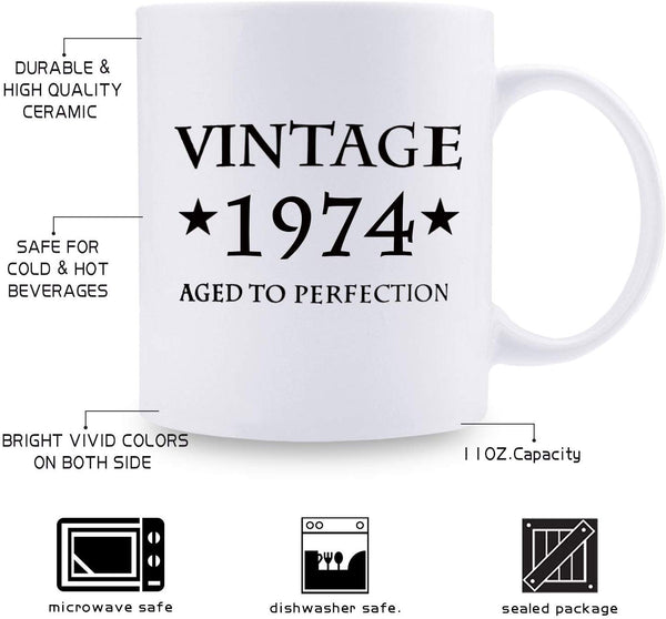 45th Birthday Gifts for Men - 1974 Birthday Gifts for Men, 45 Years Old Birthday Gifts Coffee Mug for Dad, Husband, Friend, Brother, Him, Colleague, Coworker - 11oz