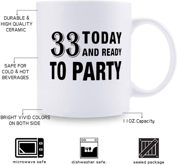 33rd Birthday Gifts for Women - 1986 Birthday Gifts for Women, 33 Years Old Birthday Gifts Coffee Mug for Mom, Wife, Friend, Sister, Her, Colleague, Coworker - 11oz