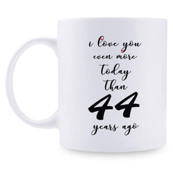 44th Anniversary Gifts - 44th Wedding Anniversary Gifts for Couple, 44 Year Anniversary Gifts 11oz Funny Coffee Mug for Couples, Husband, Hubby, Wife, Wifey, Her, Him, I Love You Even More