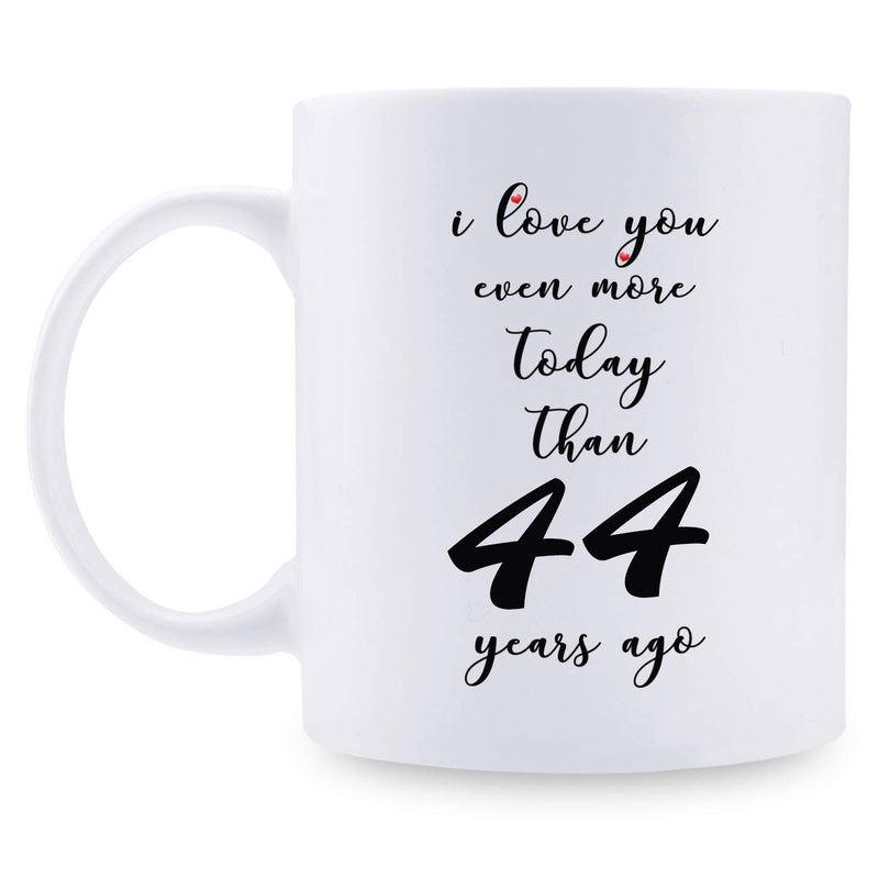 44th Anniversary Gifts - 44th Wedding Anniversary Gifts for Couple, 44 Year Anniversary Gifts 11oz Funny Coffee Mug for Couples, Husband, Hubby, Wife, Wifey, Her, Him, I Love You Even More