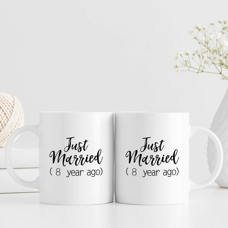 8th Anniversary Gifts - 8th Wedding Anniversary Gifts for Couple, 8 Year Anniversary Gifts 11oz Funny Coffee Mug for Couples, Husband, Hubby, Wife, Wifey, Her, Him, just married