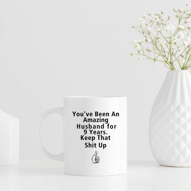 9th Anniversary Gifts - 9th Wedding Anniversary Gifts for Couple, 9 Year Anniversary Gifts 11oz Funny Coffee Mug for Couples, Husband, Hubby, Wife, Wifey, Her, Him