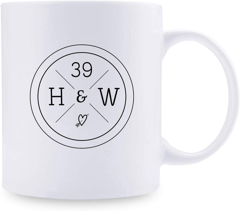 39th Anniversary Gifts - 39th Wedding Anniversary Gifts for Couple, 39 Year Anniversary Gifts 11oz Funny Coffee Mug for Couples, Husband, Hubby, Wife, Wifey, Her, Him, H&W