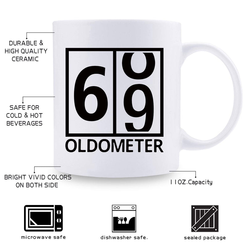 69th Birthday Gifts for Women - 1950 Birthday Gifts for Women, 69 Years Old Birthday Gifts Coffee Mug for Mom, Wife, Friend, Sister, Her, Colleague, Coworker, Oldometer Mug - 11oz