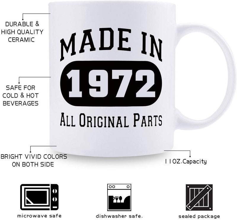 47th Birthday Gifts for Men - 1972 Birthday Gifts for Men, 47 Years Old Birthday Gifts Coffee Mug for Dad, Husband, Friend, Brother, Him, Colleague, Coworker - 11oz