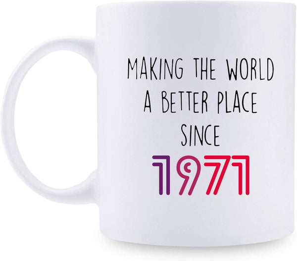 48th Birthday Gifts for Women - 1971 Birthday Gifts for Women, 48 Years Old Birthday Gifts Coffee Mug for Mom, Wife, Friend, Sister, Her, Colleague, Coworker - 11oz