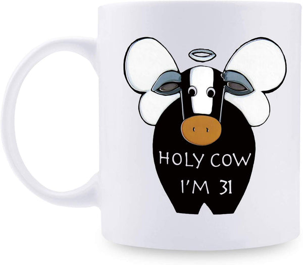 31st Birthday Gifts for Men - 1988 Birthday Gifts for Men, 31 Years Old Birthday Gifts Coffee Mug for Dad, Husband, Friend, Brother, Him, Colleague, Coworker, HOLY COW MUG - 11oz