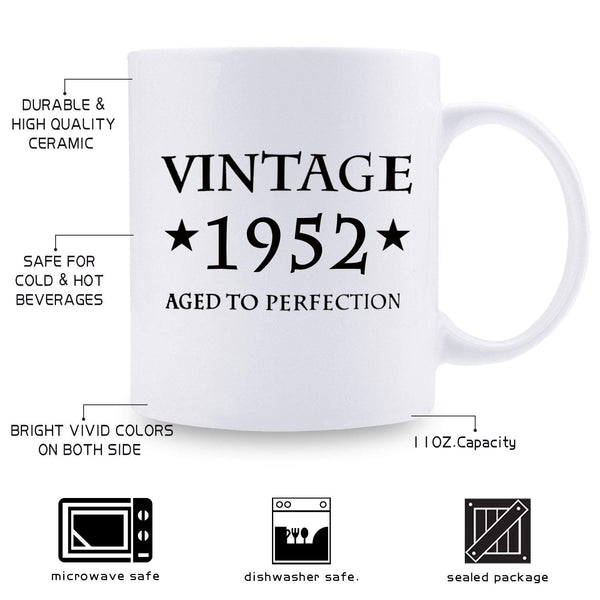 67th Birthday Gifts for Men - 1952 Birthday Gifts for Men, 67 Years Old Birthday Gifts Coffee Mug for Dad, Husband, Friend, Brother, Him, Colleague, Coworker - 11oz