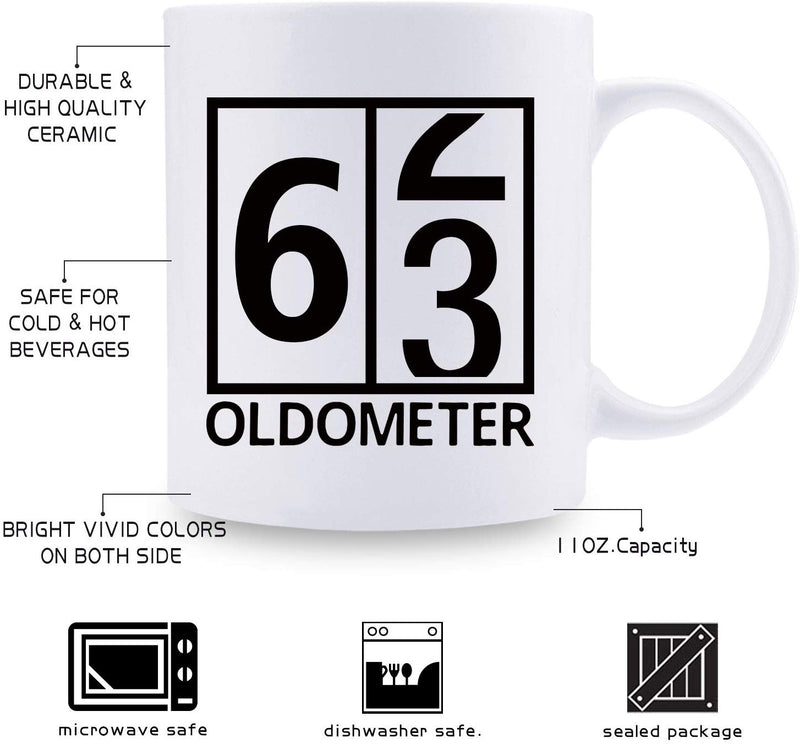 63rd Birthday Gifts for Women - 1956 Birthday Gifts for Women, 63 Years Old Birthday Gifts Coffee Mug for Mom, Wife, Friend, Sister, Her, Colleague, Coworker, Oldometer Mug - 11oz