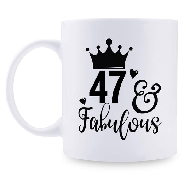 47th Birthday Gifts for Women - 1972 Birthday Gifts for Women, 47 Years Old Birthday Gifts Coffee Mug for Mom, Wife, Friend, Sister, Her, Colleague, Coworker - 11oz