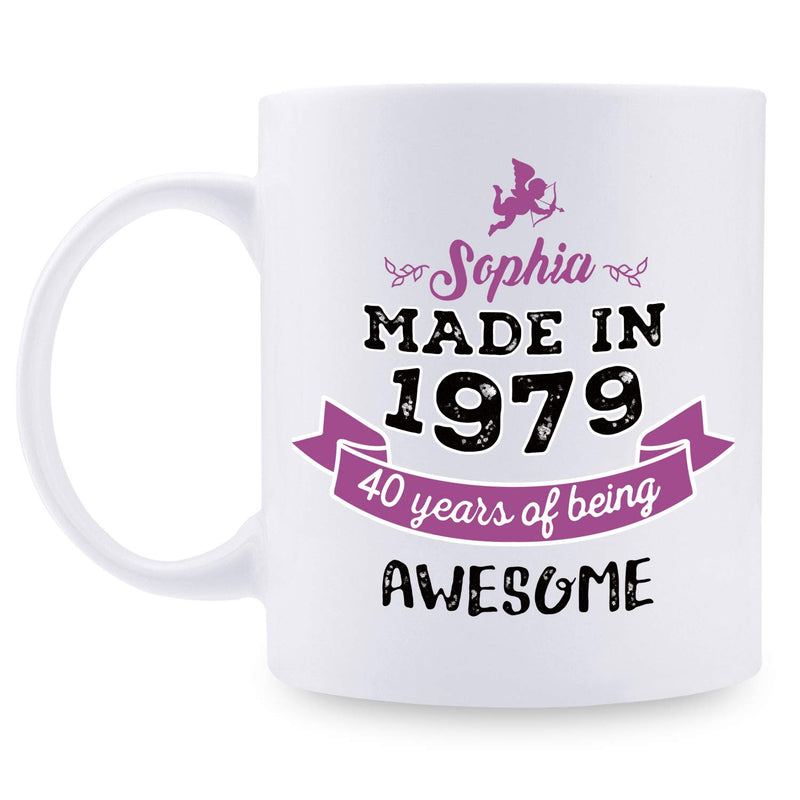 40th Birthday Gifts for Women - 1979 Birthday Gifts for Women, 40 Years Old Birthday Gifts Coffee Mug for Mom, Wife, Friend, Sister, Her, Colleague, Coworker - 11oz