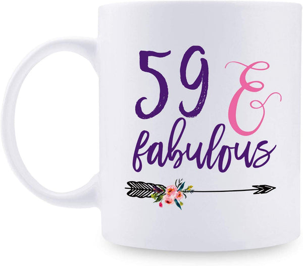 59th Birthday Gifts for Women - 1960 Birthday Gifts for Women, 59 Years Old Birthday Gifts Coffee Mug for Mom, Wife, Friend, Sister, Her, Colleague, Coworker - 11oz