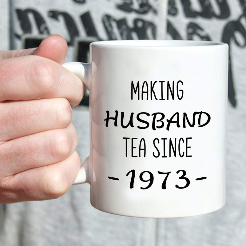 46th Anniversary Gifts - 46th Wedding Anniversary Gifts for Couple, 46 Year Anniversary Gifts 11oz Funny Coffee Mug for Husband, Hubby, Him, making husband tea