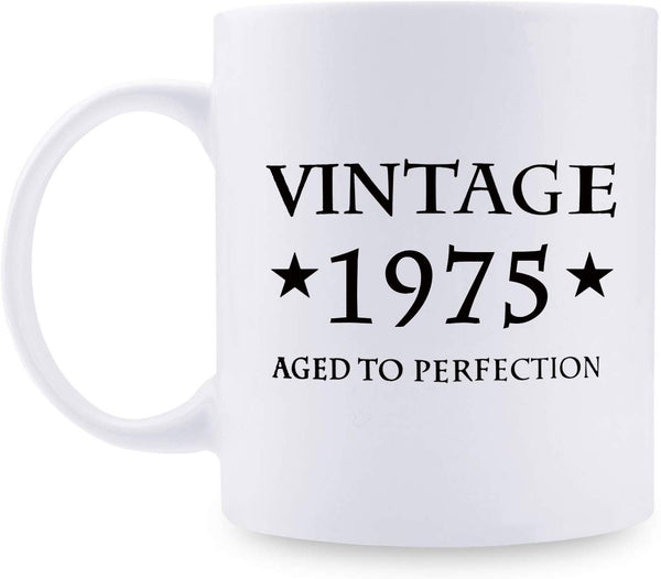 44th Birthday Gifts for Women - 1975 Birthday Gifts for Women, 44 Years Old Birthday Gifts Coffee Mug for Mom, Wife, Friend, Sister, Her, Colleague, Coworker - 11oz