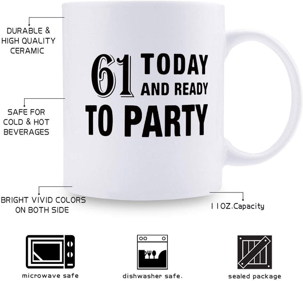 61st Birthday Gifts for Men - 1958 Birthday Gifts for Men, 61 Years Old Birthday Gifts Coffee Mug for Dad, Husband, Friend, Brother, Him, Colleague, Coworker - 11oz