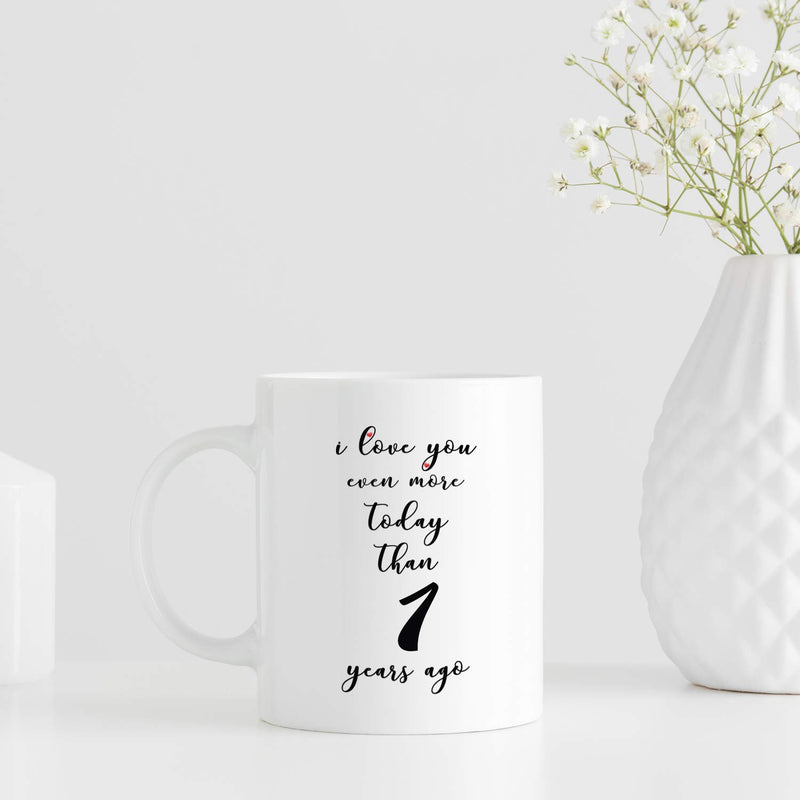 1st Anniversary Gifts - 1st Wedding Anniversary Gifts for Couple, 1 Year Anniversary Gifts 11oz Funny Coffee Mug for Couples, Husband, Hubby, Wife, Wifey, Her, Him, I Love You Even More