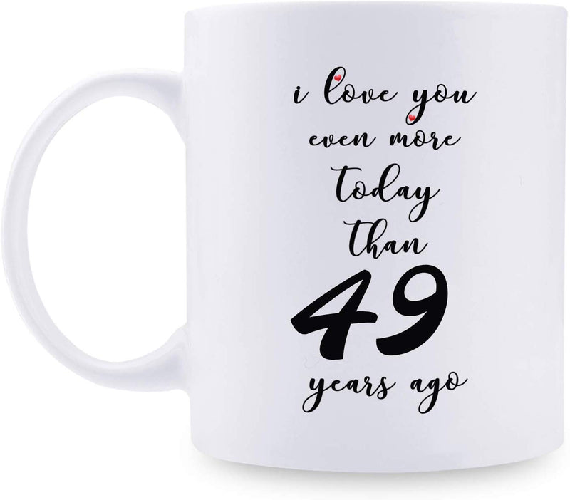 49th Anniversary Gifts - 49th Wedding Anniversary Gifts for Couple, 49 Year Anniversary Gifts 11oz Funny Coffee Mug for Couples, Husband, Hubby, Wife, Wifey, Her, Him, I Love You Even More