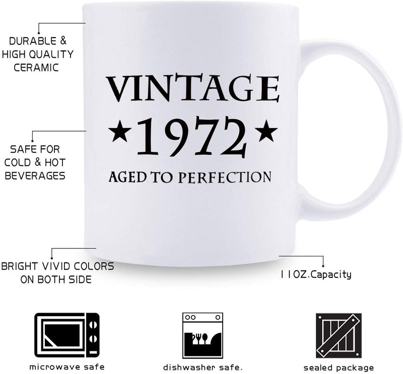 47th Birthday Gifts for Men - 1972 Birthday Gifts for Men, 47 Years Old Birthday Gifts Coffee Mug for Dad, Husband, Friend, Brother, Him, Colleague, Coworker - 11oz