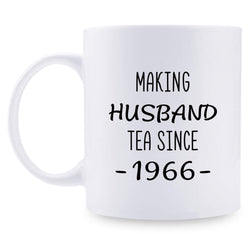 53rd Anniversary Gifts - 53rd Wedding Anniversary Gifts for Couple, 53 Year Anniversary Gifts 11oz Funny Coffee Mug for Husband, Hubby, Him, making husband tea