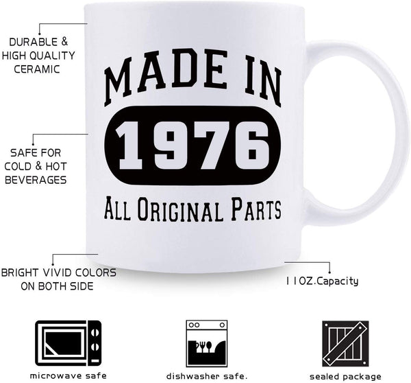 43rd Birthday Gifts for Women - 1976 Birthday Gifts for Women, 43 Years Old Birthday Gifts Coffee Mug for Mom, Wife, Friend, Sister, Her, Colleague, Coworker - 11oz