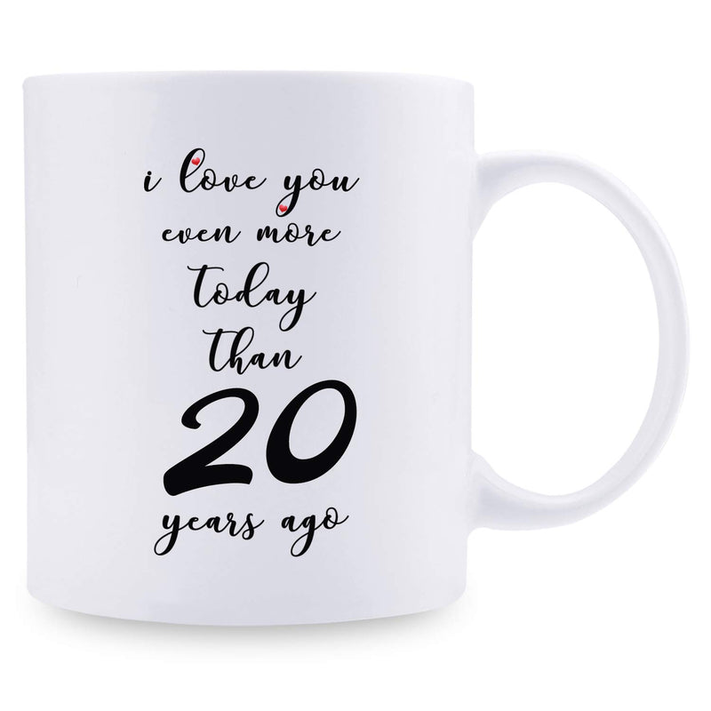 20th Anniversary Gifts - 20th Wedding Anniversary Gifts for Couple, 20 Year Anniversary Gifts 11oz Funny Coffee Mug for Couples, Husband, Hubby, Wife, Wifey, Her, Him, I Love You Even More