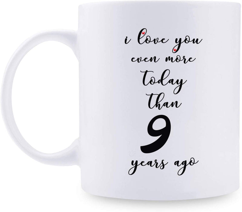 9th Anniversary Gifts - 9th Wedding Anniversary Gifts for Couple, 9 Year Anniversary Gifts 11oz Funny Coffee Mug for Couples, Husband, Hubby, Wife, Wifey, Her, Him, I Love You Even More