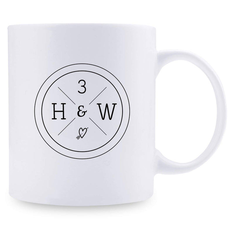 3rd Anniversary Gifts - 3rd Wedding Anniversary Gifts for Couple, 3 Year Anniversary Gifts 11oz Funny Coffee Mug for Couples, Husband, Hubby, Wife, Wifey, Her, Him, H&W