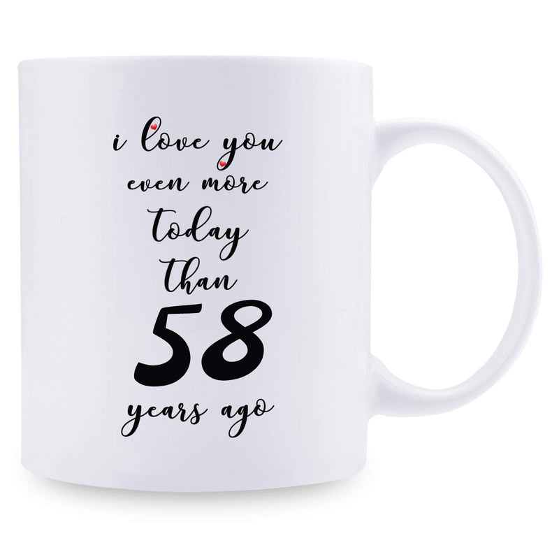 58th Anniversary Gifts - 58th Wedding Anniversary Gifts for Couple, 58 Year Anniversary Gifts 11oz Funny Coffee Mug for Couples, Husband, Hubby, Wife, Wifey, Her, Him, I Love You Even More