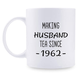 57th Anniversary Gifts - 57th Wedding Anniversary Gifts for Couple, 57 Year Anniversary Gifts 11oz Funny Coffee Mug for Husband, Hubby, Him, making husband tea