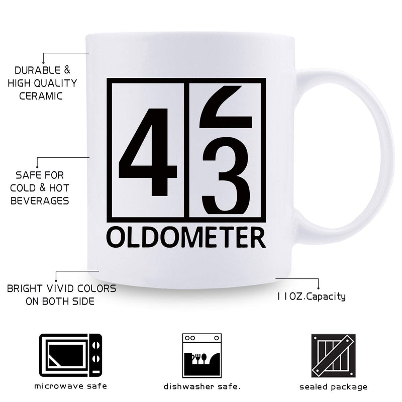 43rd Birthday Gifts for Women - 1976 Birthday Gifts for Women, 43 Years Old Birthday Gifts Coffee Mug for Mom, Wife, Friend, Sister, Her, Colleague, Coworker, Oldometer Mug - 11oz