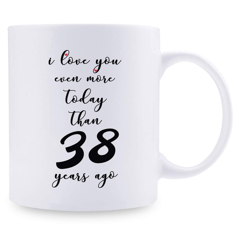 38th Anniversary Gifts - 38th Wedding Anniversary Gifts for Couple, 38 Year Anniversary Gifts 11oz Funny Coffee Mug for Couples, Husband, Hubby, Wife, Wifey, Her, Him, I Love You Even More