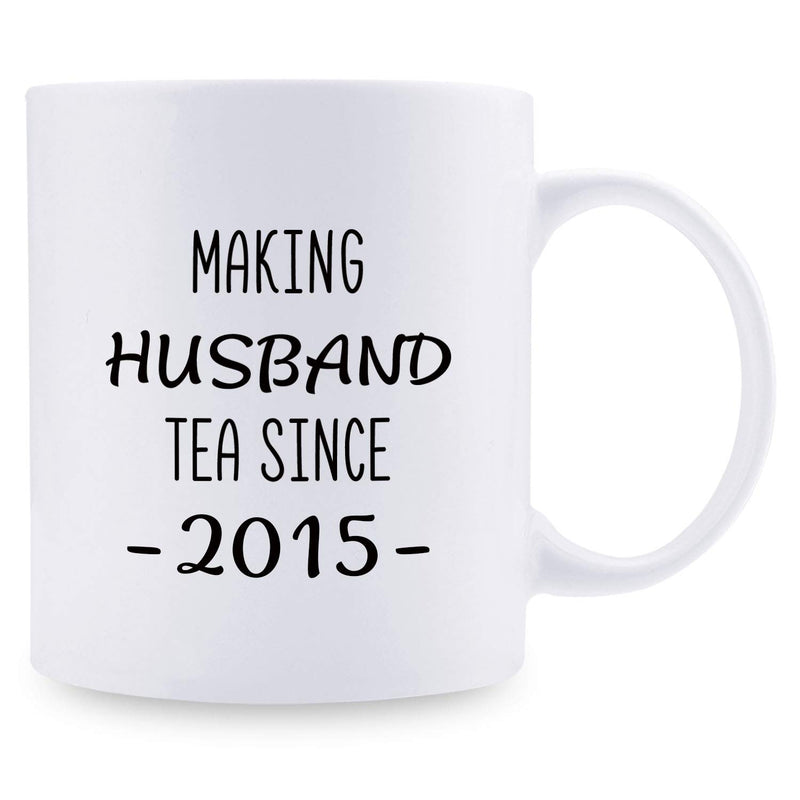 4th Anniversary Gifts - 4th Wedding Anniversary Gifts for Couple, 4 Year Anniversary Gifts 11oz Funny Coffee Mug for Husband, Hubby, Him, making husband tea