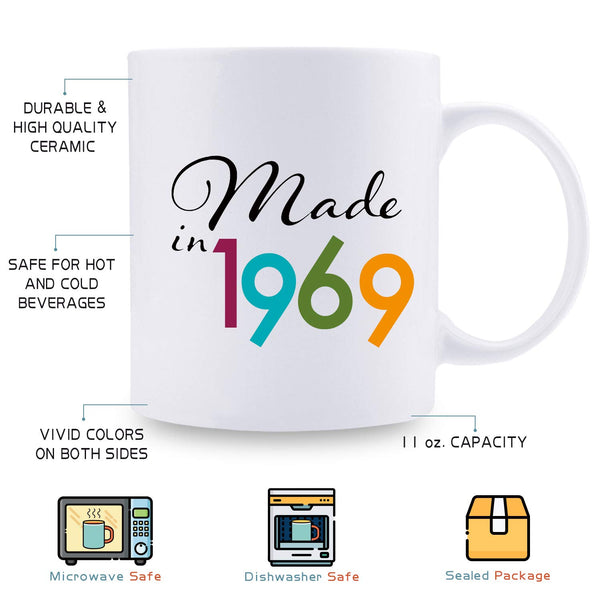 50th Birthday Gifts for Men - 1969 Birthday Gifts for Men, 50 Years Old Birthday Gifts Coffee Mug for Dad, Husband, Friend, Brother, Him, Colleague, Coworker - 11oz