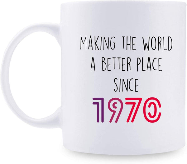 49th Birthday Gifts for Women - 1970 Birthday Gifts for Women, 49 Years Old Birthday Gifts Coffee Mug for Mom, Wife, Friend, Sister, Her, Colleague, Coworker - 11oz