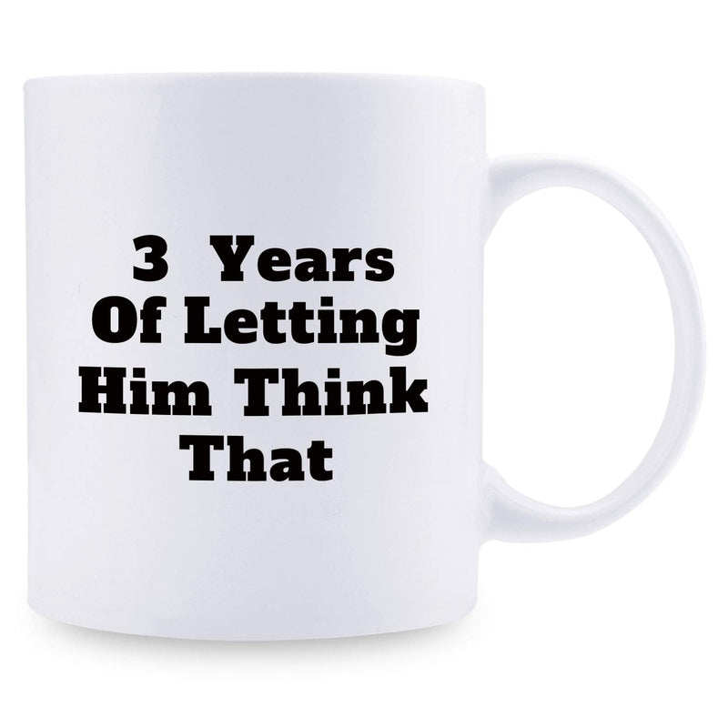 3rd Anniversary Gifts - 3rd Wedding Anniversary Gifts for Couple, 3 Year Anniversary Gifts 11oz Funny Coffee Mug for Couples, Husband, Hubby, Wife, Wifey, Her, Him, wearing the pants