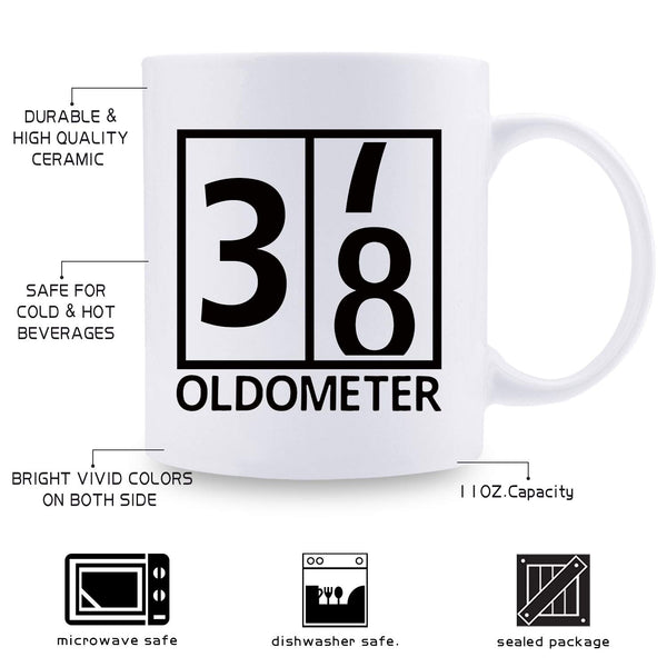 38th Birthday Gifts for Men - 1981 Birthday Gifts for Men, 38 Years Old Birthday Gifts Coffee Mug for Dad, Husband, Friend, Brother, Him, Colleague, Coworker, Oldometer Mug - 11oz