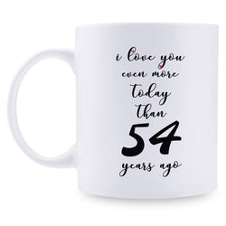 54th Anniversary Gifts - 54th Wedding Anniversary Gifts for Couple, 54 Year Anniversary Gifts 11oz Funny Coffee Mug for Couples, Husband, Hubby, Wife, Wifey, Her, Him, I Love You Even More