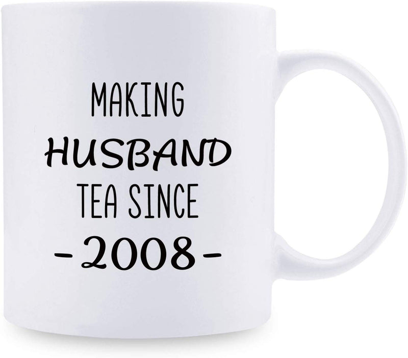 11th Anniversary Gifts - 11th Wedding Anniversary Gifts for Couple, 11 Year Anniversary Gifts 11oz Funny Coffee Mug for Husband, Hubby, Him, making husband tea