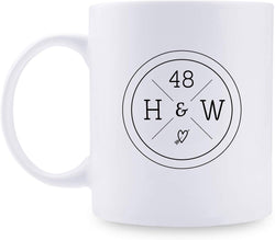 48th Anniversary Gifts - 48th Wedding Anniversary Gifts for Couple, 48 Year Anniversary Gifts 11oz Funny Coffee Mug for Couples, Husband, Hubby, Wife, Wifey, Her, Him, H&W