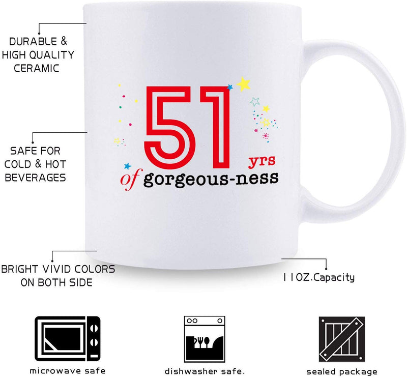 51st Birthday Gifts for Women - 1968 Birthday Gifts for Women, 51 Years Old Birthday Gifts Coffee Mug for Mom, Wife, Friend, Sister, Her, Colleague, Coworker - 11oz