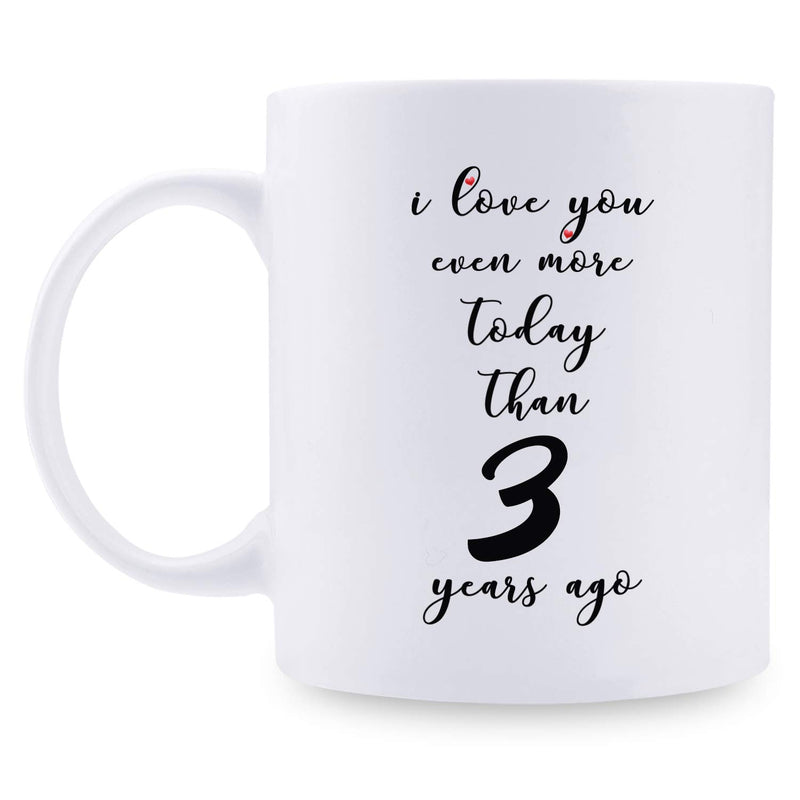 3rd Anniversary Gifts - 3rd Wedding Anniversary Gifts for Couple, 3 Year Anniversary Gifts 11oz Funny Coffee Mug for Couples, Husband, Hubby, Wife, Wifey, Her, Him, I Love You Even More