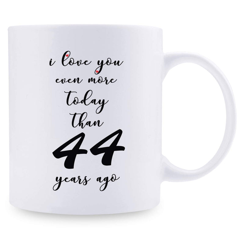 44th Anniversary Gifts - 44th Wedding Anniversary Gifts for Couple, 44 Year Anniversary Gifts 11oz Funny Coffee Mug for Couples, Husband, Hubby, Wife, Wifey, Her, Him, I Love You Even More