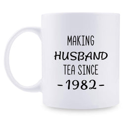 37th Anniversary Gifts - 37th Wedding Anniversary Gifts for Couple, 37 Year Anniversary Gifts 11oz Funny Coffee Mug for Husband, Hubby, Him, making husband tea