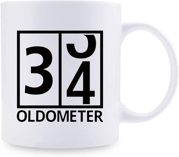 34th Birthday Gifts for Women - 1985 Birthday Gifts for Women, 34 Years Old Birthday Gifts Coffee Mug for Mom, Wife, Friend, Sister, Her, Colleague, Coworker, Oldometer Mug- 11oz