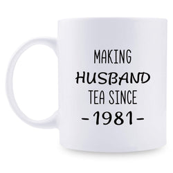 38th Anniversary Gifts - 38th Wedding Anniversary Gifts for Couple, 38 Year Anniversary Gifts 11oz Funny Coffee Mug for Husband, Hubby, Him, making husband tea