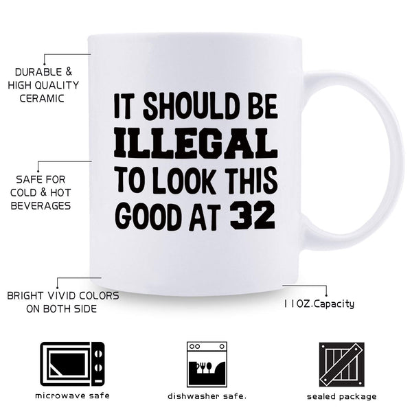 32nd Birthday Gifts for Women - 1987 Birthday Gifts for Women, 32 Years Old Birthday Gifts Coffee Mug for Mom, Wife, Friend, Sister, Her, Colleague, Coworker - 11oz