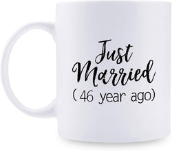 46th Anniversary Gifts - 46th Wedding Anniversary Gifts for Couple, 46 Year Anniversary Gifts 11oz Funny Coffee Mug for Couples, Husband, Hubby, Wife, Wifey, Her, Him, just married