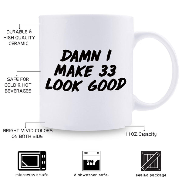 33rd Birthday Gifts for Women - 1986 Birthday Gifts for Women, 33 Years Old Birthday Gifts Coffee Mug for Mom, Wife, Friend, Sister, Her, Colleague, Coworker - 11oz