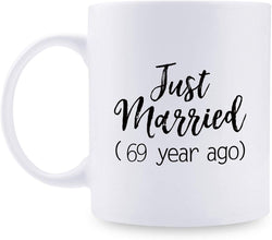 69th Anniversary Gifts - 69th Wedding Anniversary Gifts for Couple, 69 Year Anniversary Gifts 11oz Funny Coffee Mug for Couples, Husband, Hubby, Wife, Wifey, Her, Him, just married